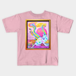 Rainbow Dinosaur Cat Coloring Book Collage Framed Art Fam Fr Fr Y2K Design Kids T-Shirt